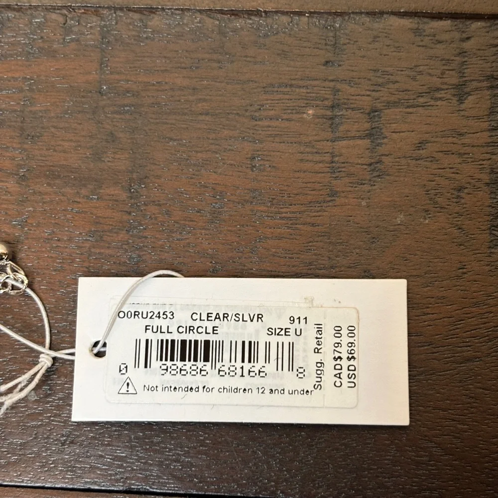 Kate Spade Full Circle Necklace Silver Colored with Clear Stones New with pouch‎